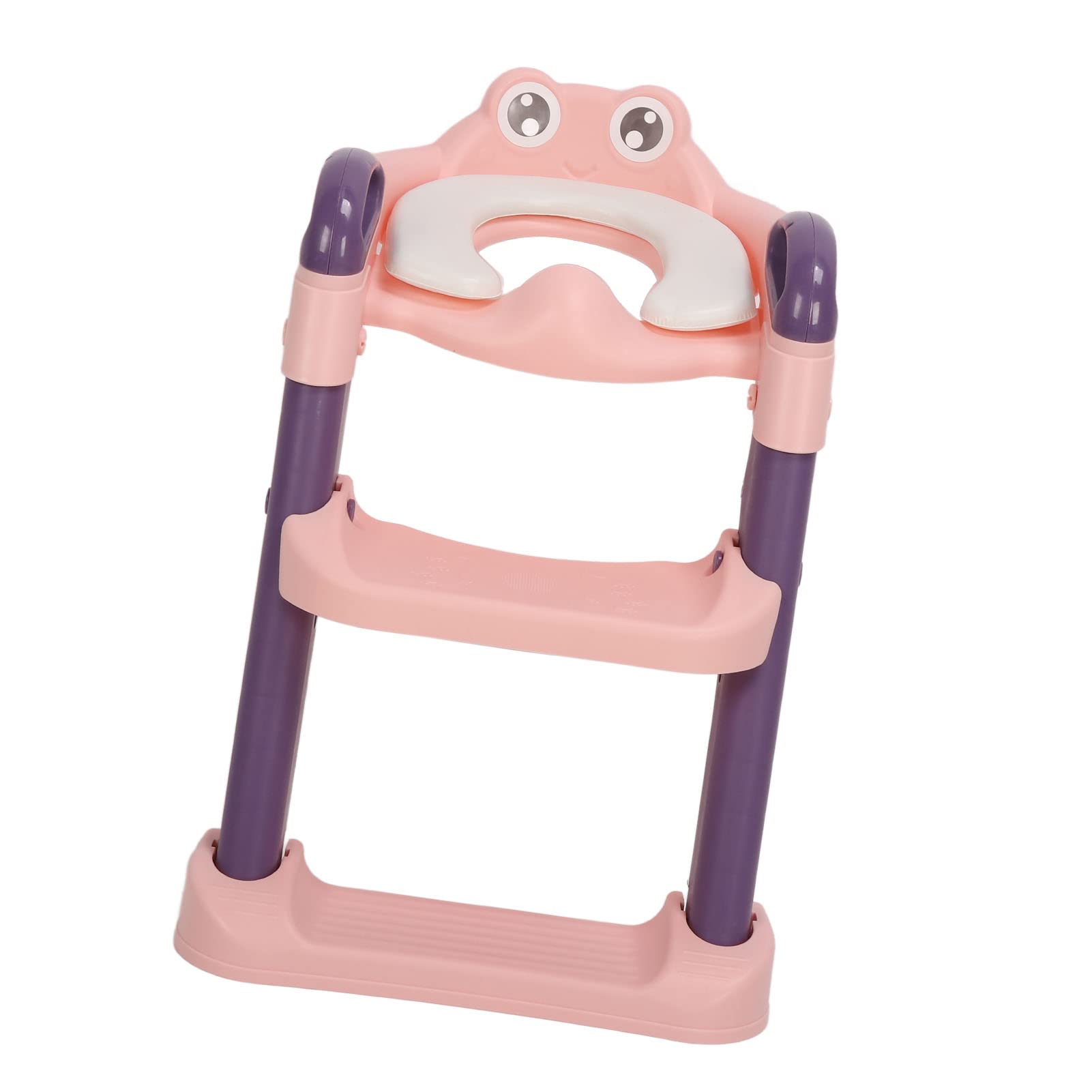 Asiento de Inodoro para Niños con Escalera, Seguro y Antideslizante para Uso Independiente en el Inodoro, Ideal para Niños Pequeños, Material de PVC Suave, Ajustable (PINK)