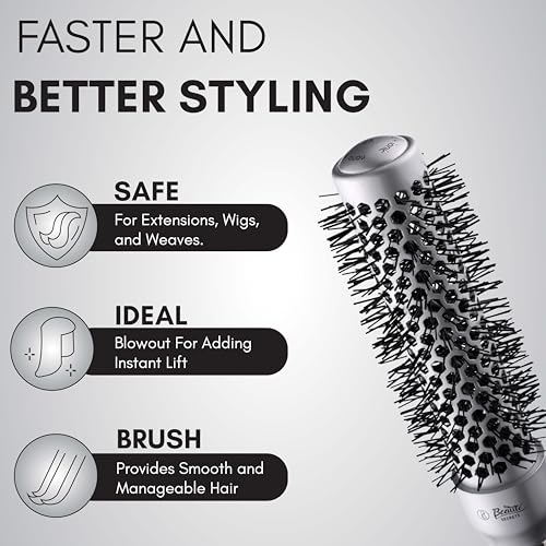Image of Beaute Secrets Comb for Women, Hair Brush, Round Hair Brush, Blow Dryer Brush, Hair Rolling Tools, Round Comb for Men, Styling Brush Makes curls bouncy, defined and full of volume