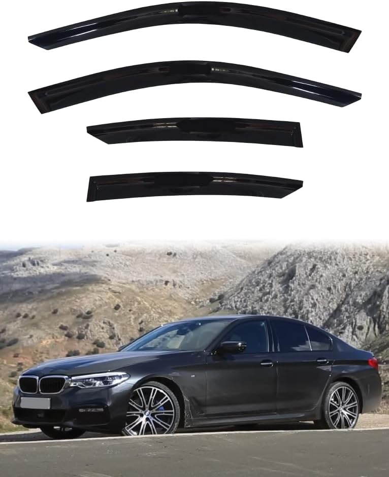 YW AUTO Out Channel Ventvisor/Window Deflectors/Window Visor | Fits 2017 - 2023 BMW 5 Series G30, 4 pcs.