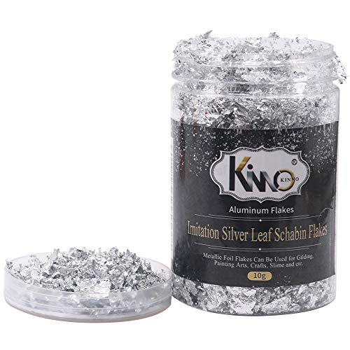 KINNO Imitatie Zilveren Bladvlokken, 10 g Aluminium Metallic Folievlokken für Vergulden, Schilderkunst und Vlokken… – Bild 5