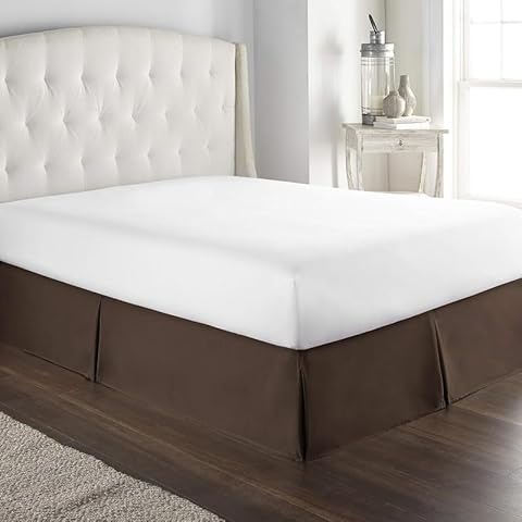 HIGH LANE BEDDING King Size Bed Skirt Chocolate Box Pleat Bedskirt with 12"" Drop Length- Pure Cotton 600 TC Premium Finish with Split Corner, Light Weight, (76 X 80) King Cover