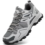 Mufanton Scarpe da Trekking Uomo Scarpe da Escursionismo ArrampicataSportive Antiscivolo All'aperto Traspiranti Passeggiate Trekking Fitness Running Sneakers,Grigio,EU45