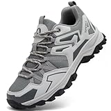 Mufanton Zapatillas de Senderismo Hombres Zapatillas de Trekking Botas de Montaña Transpirable Antideslizante Ligeras Zapatos de Camping,Gris,EU44