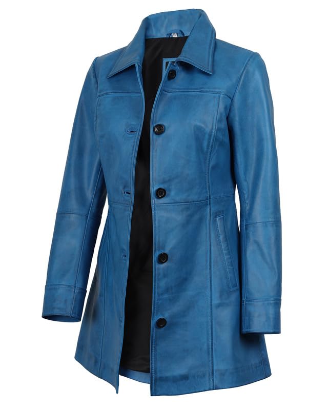 Image of Blingsoul Women's Lambskin Leather Car Coat - Vintage Real Long Leather Jacket for Women