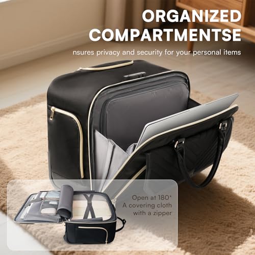 Image of Arcoyard Rolling Laptop Bag Women, Rolling Briefcase for Women for Work, 17 Inch Computer Bag with Wheels, Fashion Flap Laptop Bag With Wheels for Work Business, TSA Friendly Design, Black