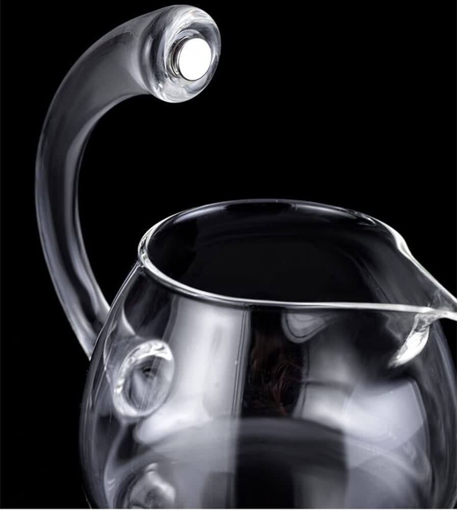 Półautomatyczny szklany czajniczek, Lazy Kungfu Drip Teapot z zaparzaczem, wzór kwiatu lotosu, żaroodporny szklany zestaw do herbaty, odpowiedni do recepcji w domu/biurze (przezroczysty,