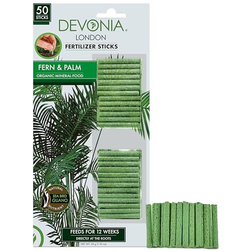 Devonia Fern & Palm Plant Food (50 Sticks) | Slow-Release Fertiliser | Natural Sea Bird Guano | Easy-Use Root Feeding for Plants | Mess Free Plant Feed Sticks | Organic Feed | Feed Up To 12 Weeks