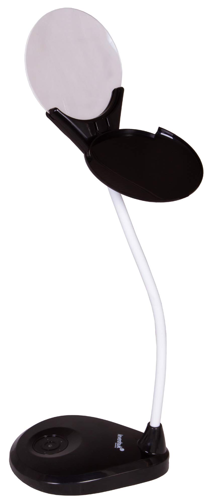 Lupa de Sobremesa Levenhuk Zeno Lamp ZL13 con Iluminación por LED, Ampliación de 2X, Cubierta Protectora y Brazo Flexible para Trabajar de Cerca, Color Negro