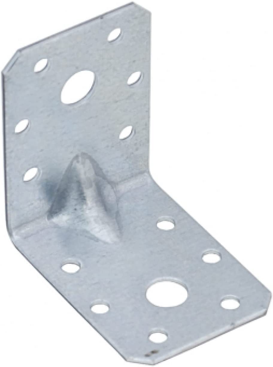 Gedotec Schwerlast Winkelverbinder mit Sicke 90° Eurocode-Bohrungen | 100 Stk Winkeleisen - 60x60x45 mm | Pfostenträger mit Rippe Anschraub-Winkel | Metall Winkel Metallwinkel 90 Grad Winkel Metall