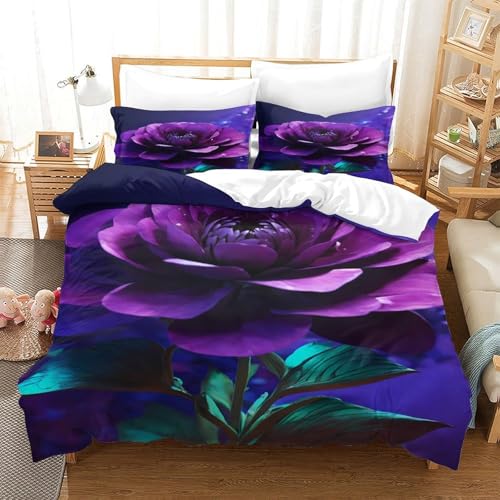 Housse de couette crocus violet 200x200 parure lit 3D