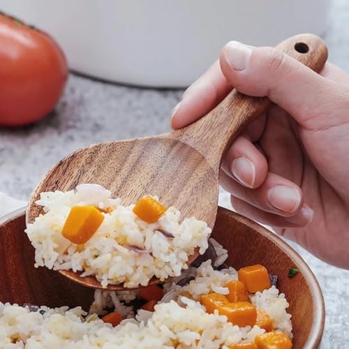 Miniatura 8 de Paleta De Arroz De Madera Natural, Paleta De Madera Antiadherente, Cucharas Para Servir, Cuchara De Arroz, Utensilios De Cocina, Vajilla, Accesorio De Cocina Para El Hogar