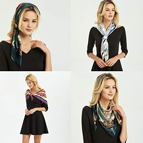 Nasoperfect 35" Silk Like Scarf Women's Large Satin Square Hair Scarves Wraps Cat Pattern Headscarf For Sleeping #TOP6