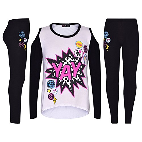 Top YAY blanc imprimé graphique ensemble deux pièces filles