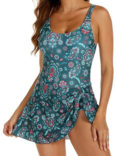 Wantonfy Damen Badeanzugkleid Badeanzug Bademode für Damen Einteilige Schwimmanzug Sommer Swimsuit 4