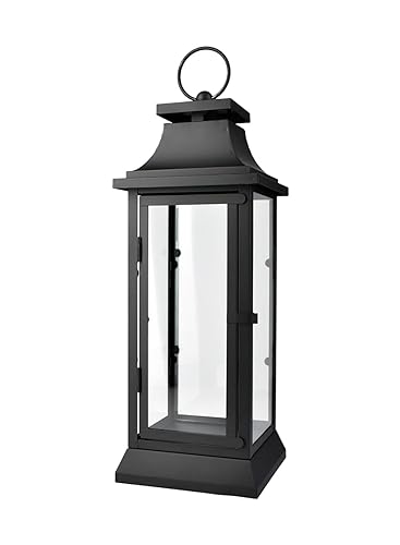 Serene Spaces Living 20" Tall Black Decorative Hurricane Lantern, Indoor