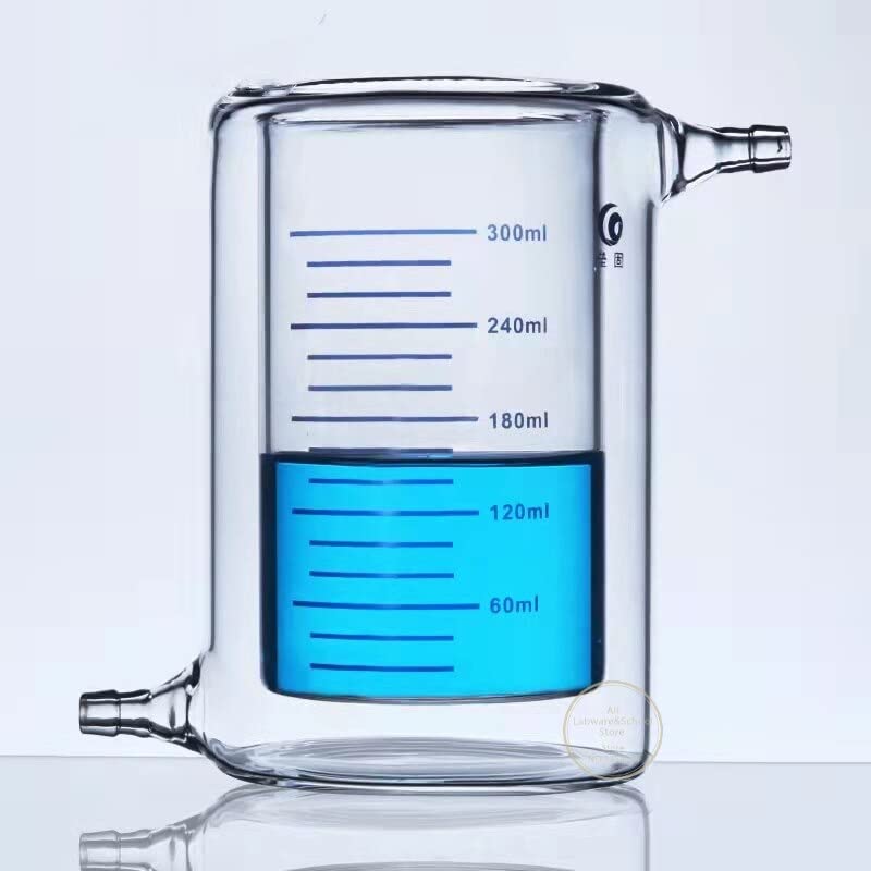 1 Uds Vaso de precipitados de Doble Capa de Vidrio de borosilicato de 50ml a 1000ml, Vaso de precipitados con Camisa de Laboratorio for experimentos fotocatalíticos (Size : 1000ml)
