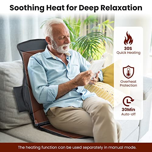 Wellhut Massage Seat Cushion Back Massager With Heat, 10 Vibration Nodes & 2 Heat Pads, Back Massager For Waist Hips Muscle Pain Relief, Back Massager Chair Pad For Home Office Use #TOP3