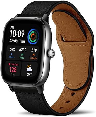 Leder Armband 20mm Für Amazfit Uhren – Kompatibel Mit T-Rex 3 Pro, GTS 4, Bip 3 Pro, Dunkelbraun