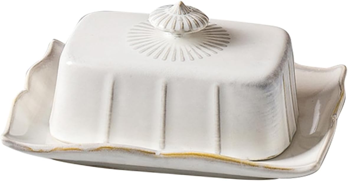 Airtight Ceramic Butter Serving Plate with Lid Multipurpose Dessert Tray for Home Kitchen Storage Covered Butter Dish for Bakery Cheese Snacks and Fruit Presentation