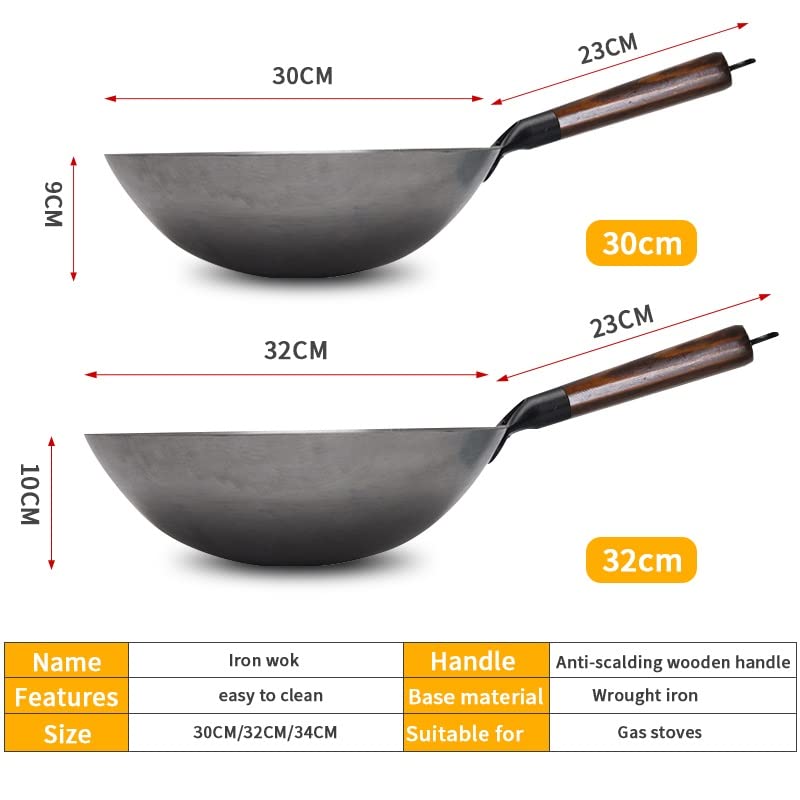 Wok de Hierro con Mango de Madera 30 cm miniatura 2