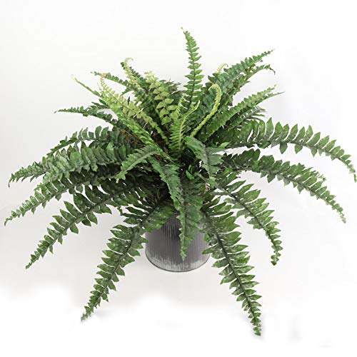 Larksilk Boston Fern Artificial Plants - UV Resistant, Outdoor or Indoor House Plant, Hanging Basket or Planter, 34" Inch Diameter 50 Fronds
