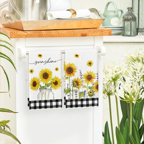 Artoid-Mode-Buffalo-Plaid-Sunflowers-Sunshine-Summer-Kitchen-Towels-Dish-Towels-18×26-Inch-Farmhouse-Summer-Decoration-Hand-Towels-Set-of-2 Artoid Mode Buffalo Plaid Sunflowers Sunshine Summer Kitchen Towels Dish Towels 18×26 Inch Farmhouse Summer Decoration Hand Towels Set of 2