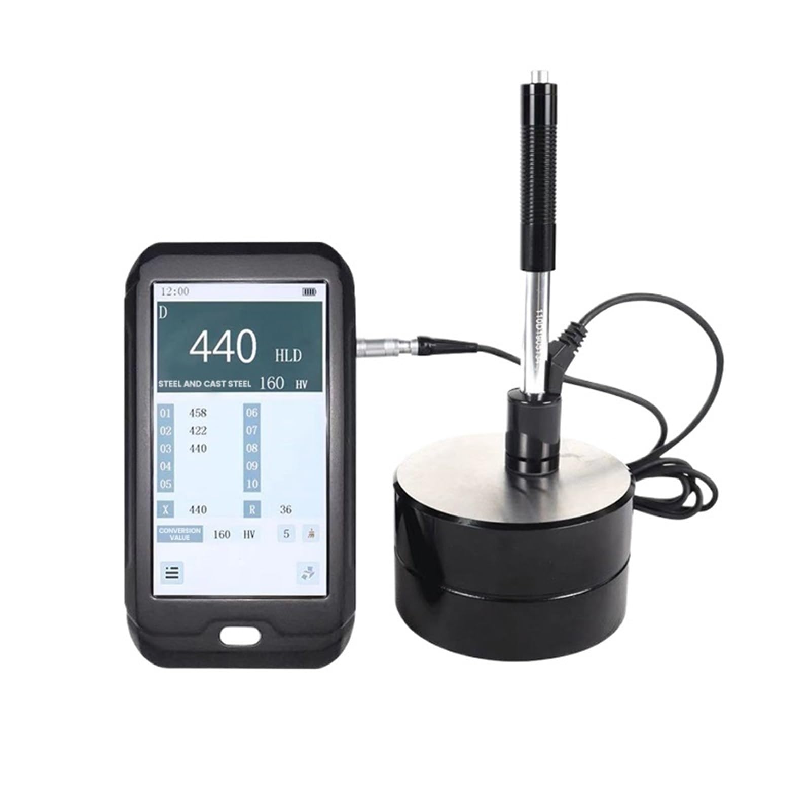 LNHHG Portable BLN200 Leeb Metal Hardness Tester Printing Function 170-960 HLD Range OLED-Style Display USB Data(DC Sensor)