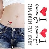 Oottati Small Cute Temporary Tattoo I Love Mom Words Quote Hug Me (Set of 2)