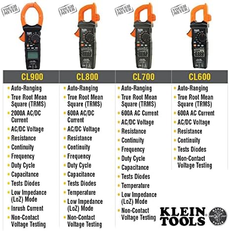 Digital Clamp Meter, Auto-Ranging 400 Amp AC/DC and Non-Contact Voltage Tester Measurements, Klein Tools CL120, Orange