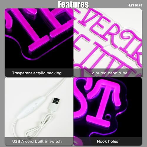 Image of Never Trust The Living Neon Sign Mysterious Purple LED Light for Room Wall Decor Halloween Party Chamber of Secrets Man Cave Room Gothic Letters Neon