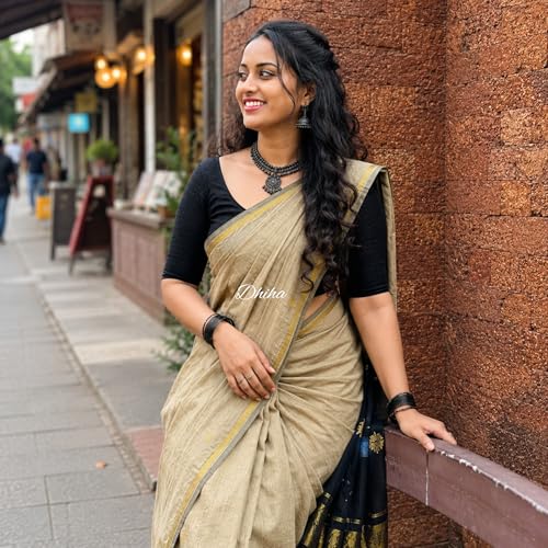Image of Original Maheswari Cotton Silk Saree for Women | Kanjivaram Pure Silk Cotton Sari with Blouse | Zari Work | Tassels | Handloom Weave