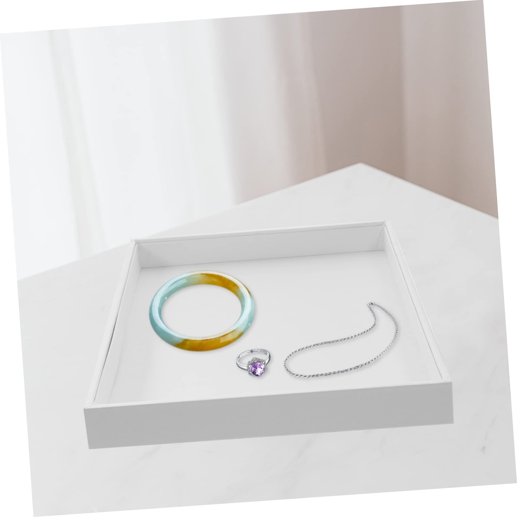Bandeja para Joyas de Color Hecha de Pu Organizador de Pendientes Bandeja para Anillos Soporte para Joyas