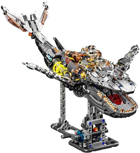 QLT QIAOLETONG 1388PCS Techni Wal Klemmbausteine Bausteine mit LED | Mechanisches Wal Bausatz mit Ausstellungsständer, kompatibel mit Lego Tiere Hai, Bausteine Modell Geschenke für