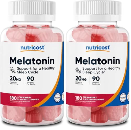 Nutricost Nutricost Melatonin Gummies 20mg (Strawberry) 180 Gummies, Gluten-Free (Pack of 2) sold by Nutricost - Amazon Seller - US