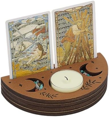 Soporte semicircular de madera para cartas de tarot