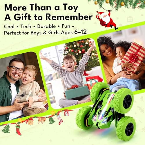 Threeking New Remote Control Car RC Cars Toys for Boys Girls Ages 6-12, USB-C Modular Batteries, 4WD Stunt Car with Breathing Soft Lights, Double-Sided Driving & 360&deg; Flips, Presents Gifts