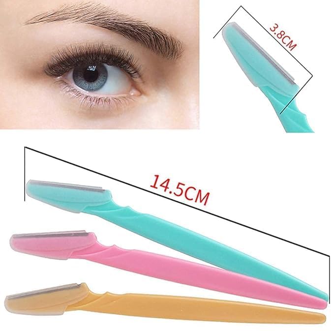 Image of AVNISH Tinkle Facial Razors for Women | Pack of 3 | Instant Hair Removal | Glowing Skin | Single-Blade Dermaplaning Razor | Non Slip Handle Easy to Use Eyebrows, | Smooth Shave (Multicolor)