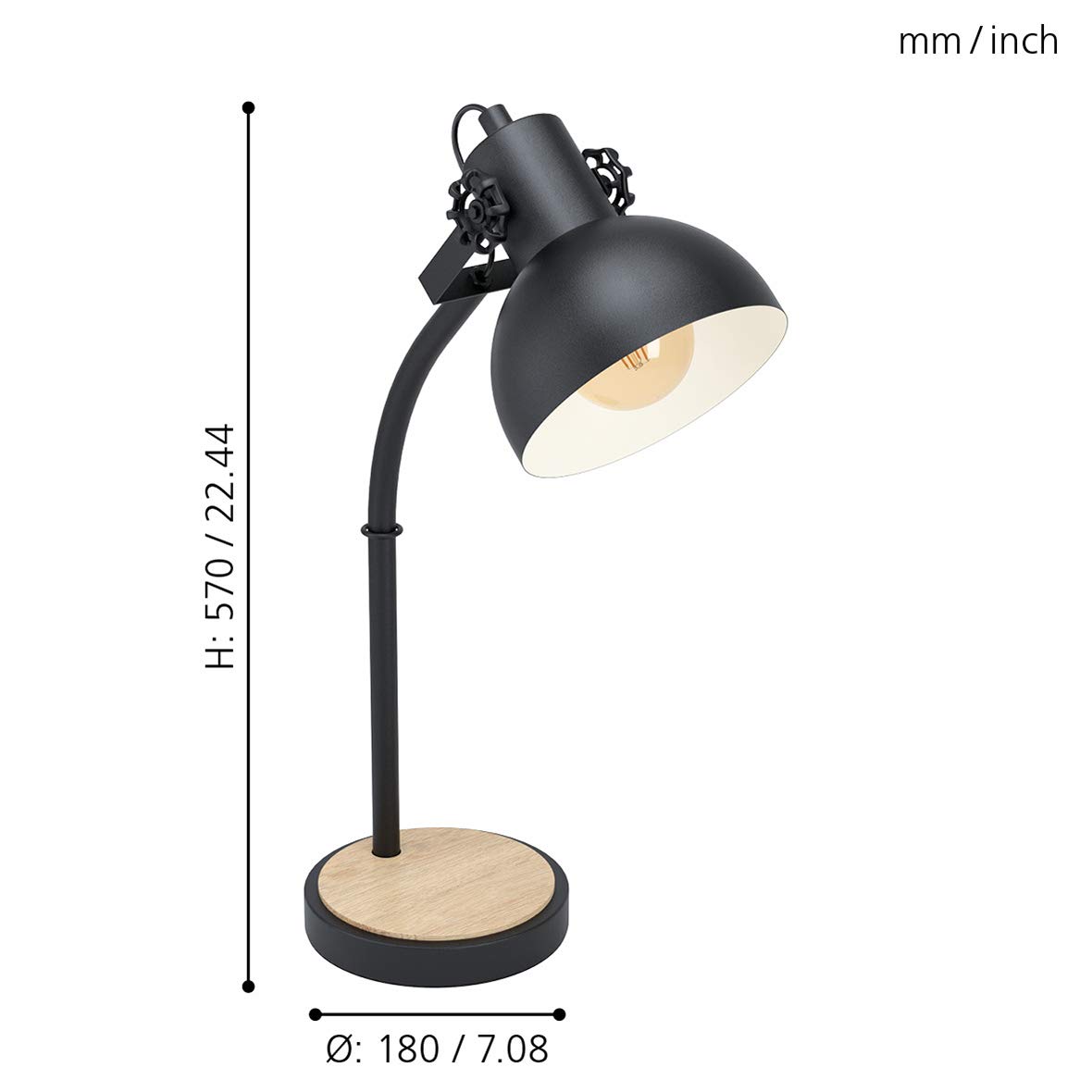 EGLO Tischlampe Lubenham 1 flammige Vintage Tischleuchte