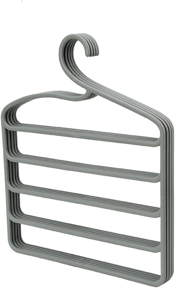 JSEIAJB 5 Layers Hanger Multifunctional Pants Hangers Trousers Wardrobe Closet Organizer Storage Holder Space Saver Rack Clothes Hangers(Black)