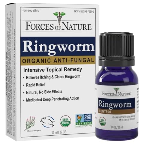 Forces of Nature Ringworm Treatment for Humans, Organic Homeopathic Medicine, 0.37 Fl Oz, Antifungal Multi Symptom Relief from Itchy, Red & Irritated Skin Associated with Ringworm, Non GMO Cover