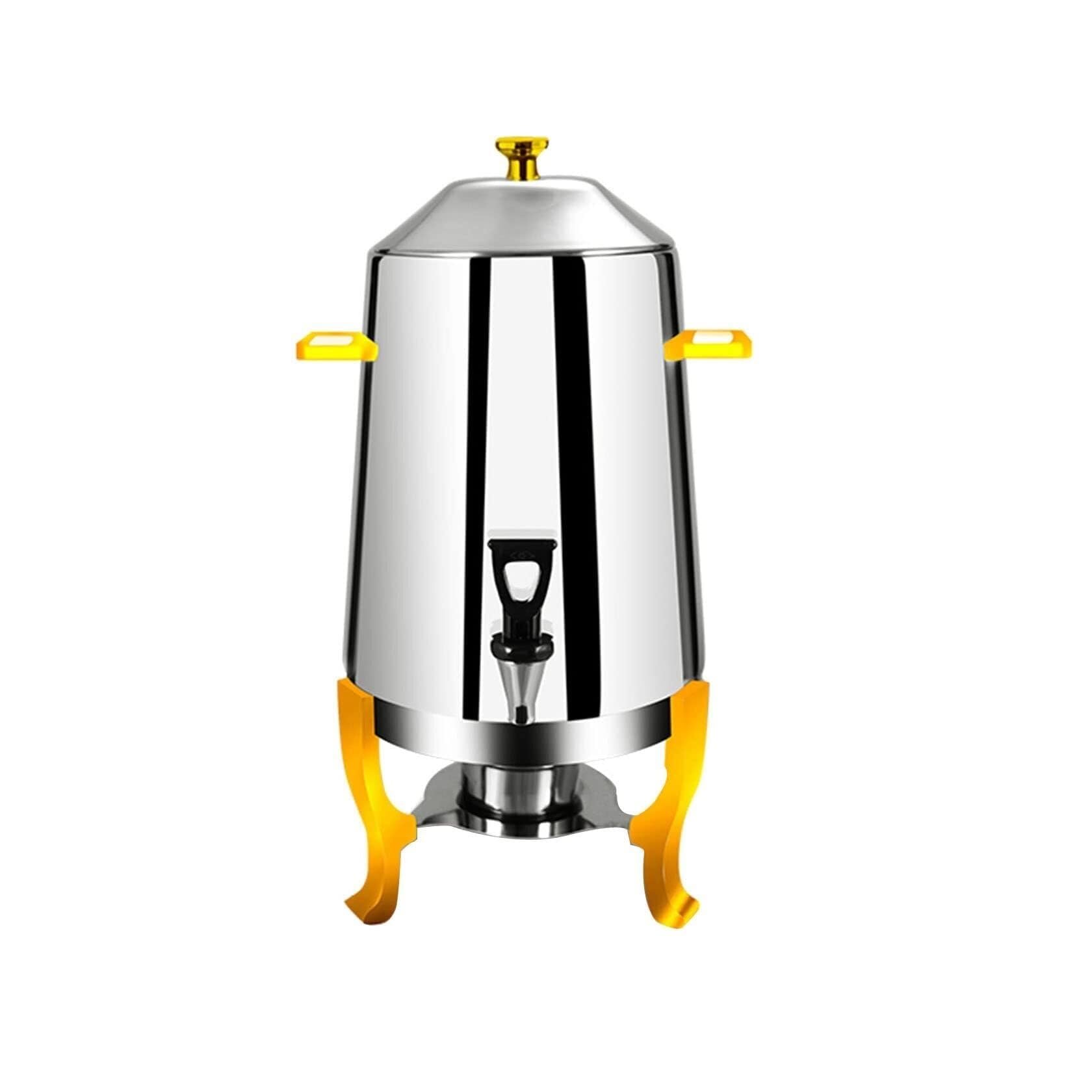 MYUYEE 13L Stainless Steel Beverage Dispenser With Faucet - Commercial Drink Dispenser For Soymilk, Coffee, & Hot Beverages, Alcohol Heating (Gold)