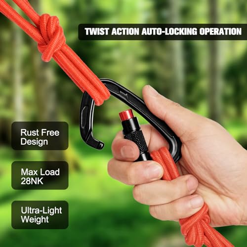 Image of Oupeng sky Auto Locking Carabiner Clips - 28KN (6172lbs) Heavy Duty Caribeaners, Large Carabiner Clip for Keychains,Hammock,Camping, Gym, Hiking, Outdoor ,Dog Leash