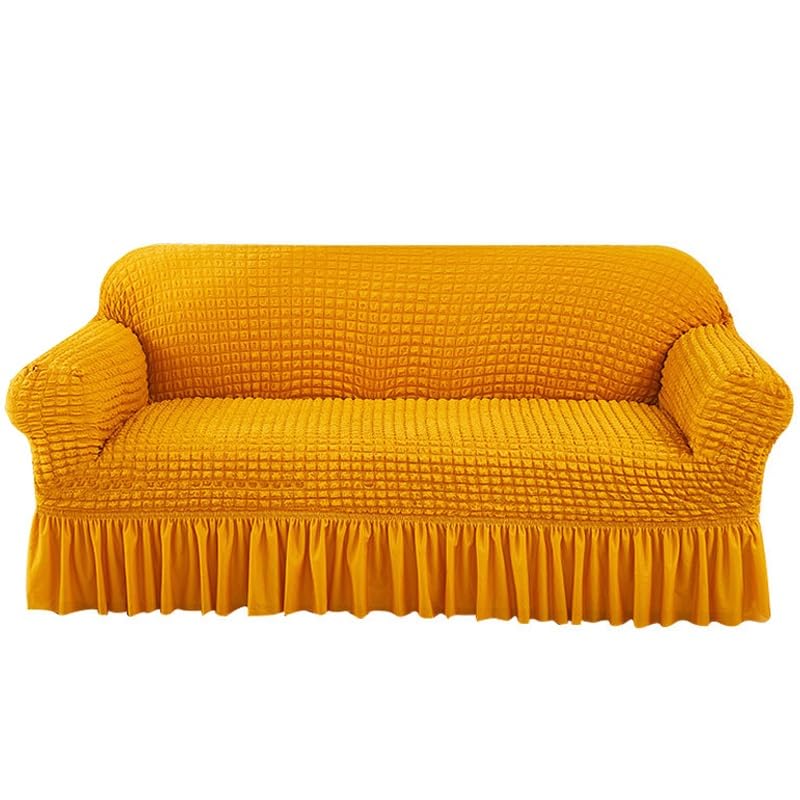 Sofa Slipcover with Skirt, Universal 1 Piece Armchair Sofa Slipcovers Couch Cover 1/2/3/4 Seat High Stretch Bubble Lattice Sofa Cover Furniture Protector Washable Durable Couch Cover ( Color : #15 , S