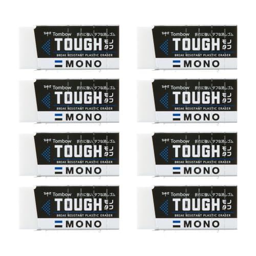 トンボ鉛筆 消しゴム MONO モノタフ 折れにくい（低学年にもピッタリのスタンダードサイズ）8個 JCC-811AZ