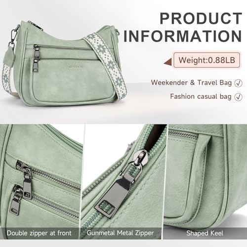 Image of KITEVIUN Crossbody Bags for Women Leather Purse Trendy Multi Pocket Shoulder Handbags with Adjustable Guitar Strap