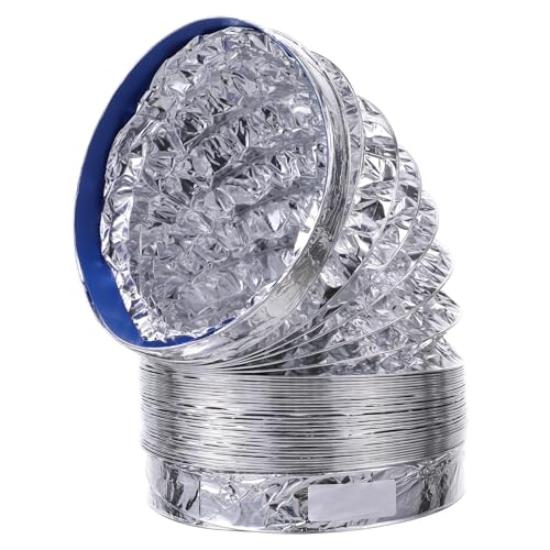 Veemoon 7 Inch 5 Feet Double-Layer Aluminum Foil Ducting Dryer Vent Hose Retractable Ventilation Hose for Greenhouse Tent and Stove Vent