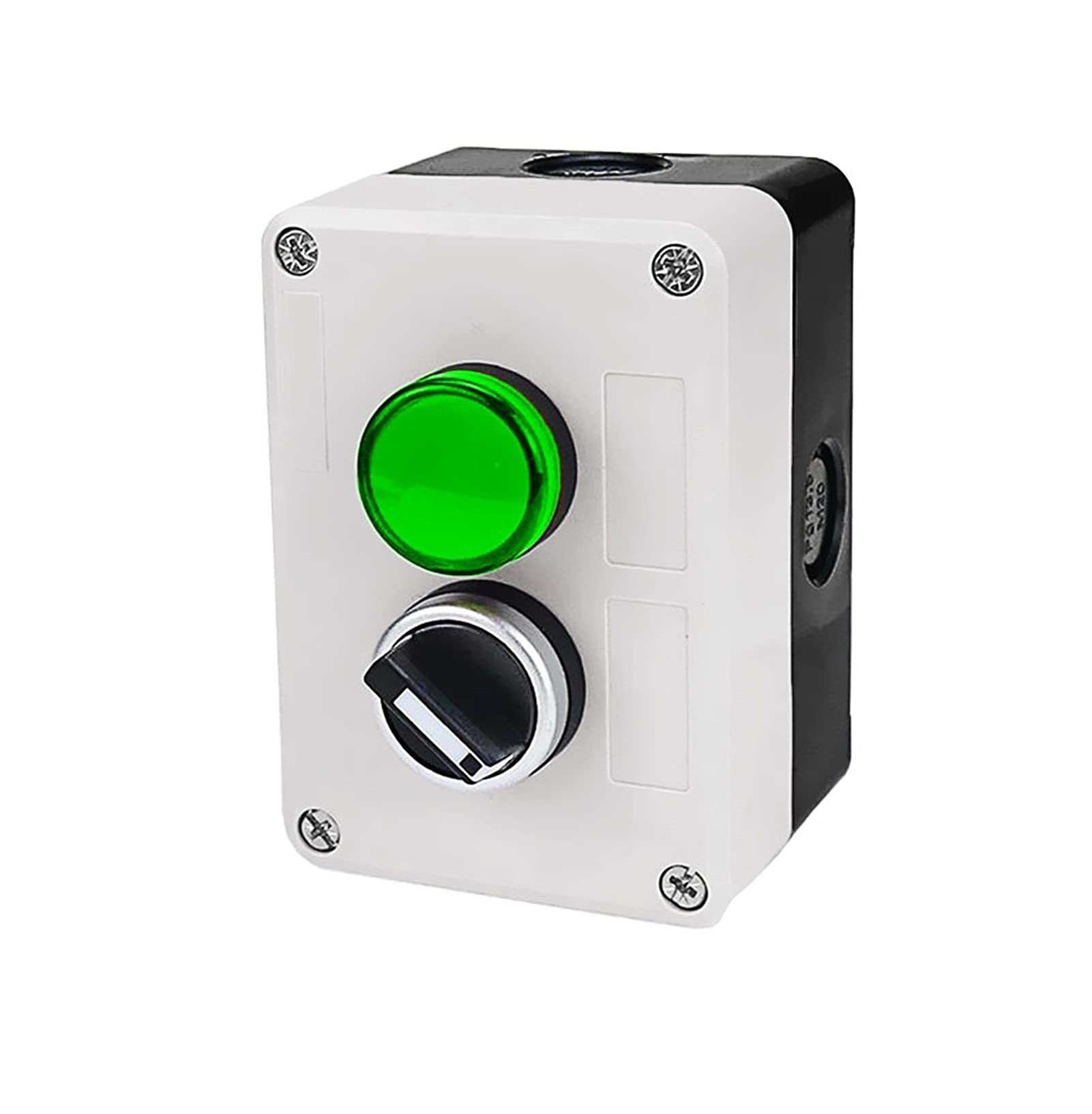 Interruptor de botón impermeable de 2 agujeros de parada de inicio autosellante 220 V con luz indicadora Interruptor de parada de industria eléctrica (color: perilla de luz verde)