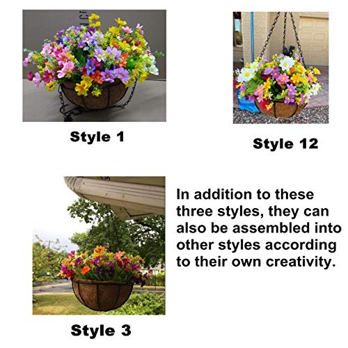 Flo-Mynse Daisy Flower Artificial Hanging Plant Home Balcony Indoor Outdoor Decor Fake Flower Hanging Basket With Chain Flowerpot (Big Basket With Artificial Daisy Flowers) #TOP7