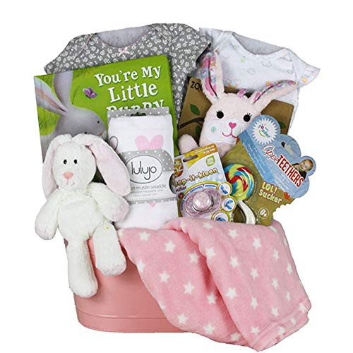 Vania S Gift Basket Little Girl Bunny Pink Couverture Polaire Super Douce 100 Coton Guimauve Zoo Sugar Bunny Panier Cadeau Bebe Cadeau Bebe Garcon Fille Coffret Cadeau Bebe