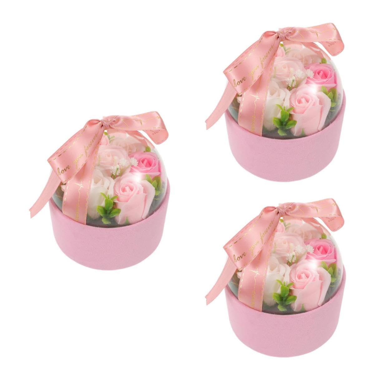FRCOLOR 3 Piezas Rosas de Jabón en Caja Obsequio, Flores Rosas para San